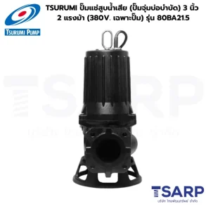 TSURUMI 80BA21.5, ปั๊มแช่สูบน้ำเสียอัตโนมัติ, ปั๊มจุ่มแบบมีลูกลอย 380V, ปั๊มน้ำเสีย TSURUMI 3 นิ้ว, ปั๊มจุ่มบ่อบำบัดอัตโนมัติ