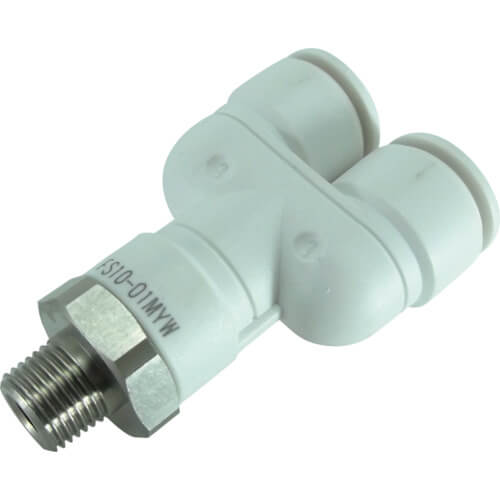 CHIYODA TSUSHO กิ่งตัวผู้ SUS ห้าเส้น Y สีขาว 10mm/R1/8 (FS10-01MYW)