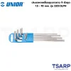 UNIOR 220/3LPH ประแจหกเหลี่ยมชุบขาวยาว 9 ตัวชุด 1.5-10mm. (220L SET)