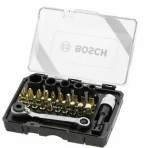 BOSCH ชุดดอกไขควง + หัวบล็อก + ด้ามฟรี 27 ตัว/ชุด