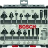 BOSCH ชุดดอกเร้าเตอร์แกน 1/4 นิ้ว กล่องพลาสติก 15 ดอก/ชุด