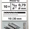 BOSCH 2608585434 ดอกสว่านเจาะเหล็กก้านกลม HSS-G ขนาด 1/32 นิ้ว 0.8 มม. (10 ดอก/แพค)