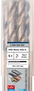 BOSCH 2608585464 ดอกสว่านเจาะเหล็กก้านกลม HSS-G ขนาด 1/2 นิ้ว 12.7 มม. (5 ดอก/แพค)