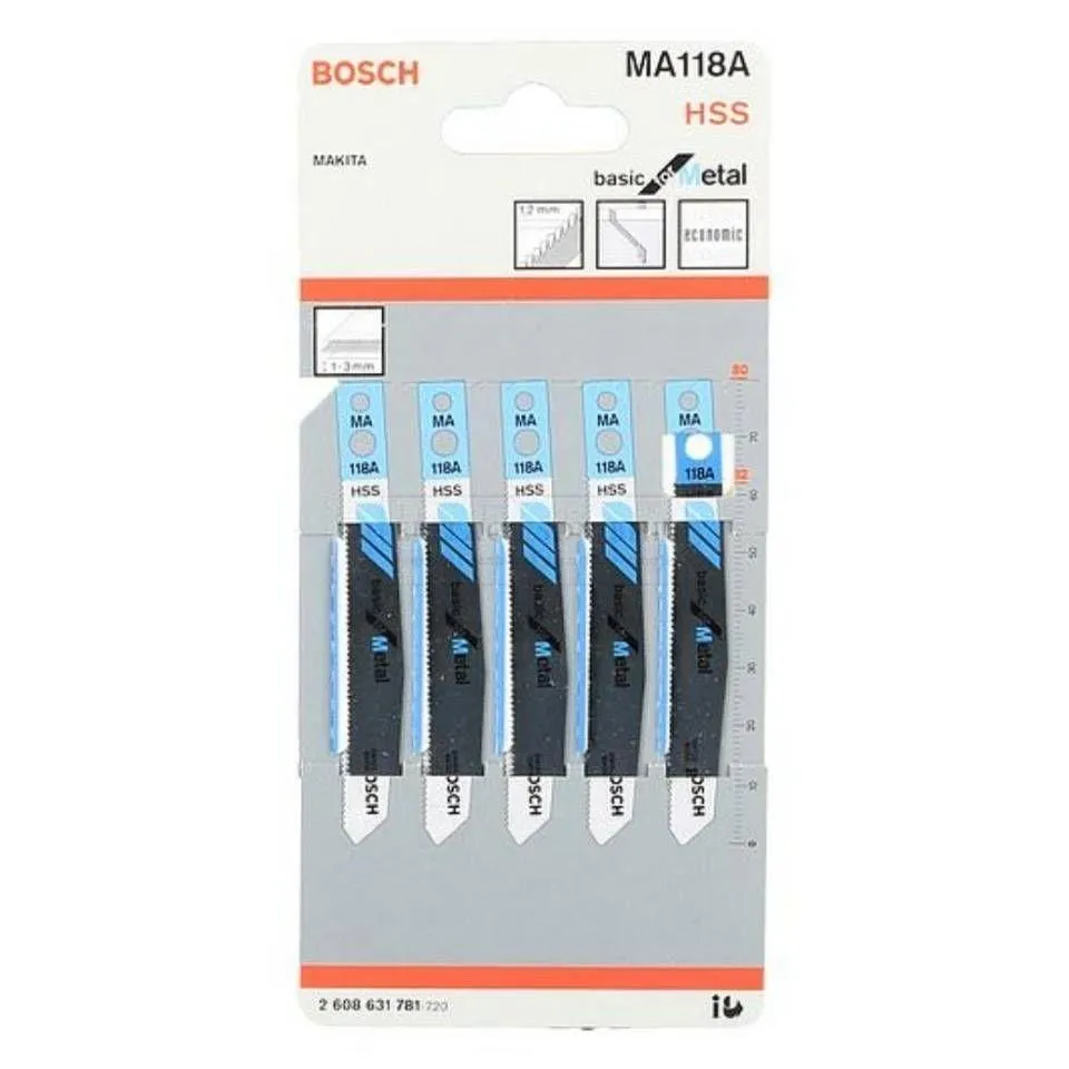 BOSCH 2608631781 MA118A ใบเลื่อยจิ๊กซอว์ตัดเหล็ก (5ใบ/แพค)