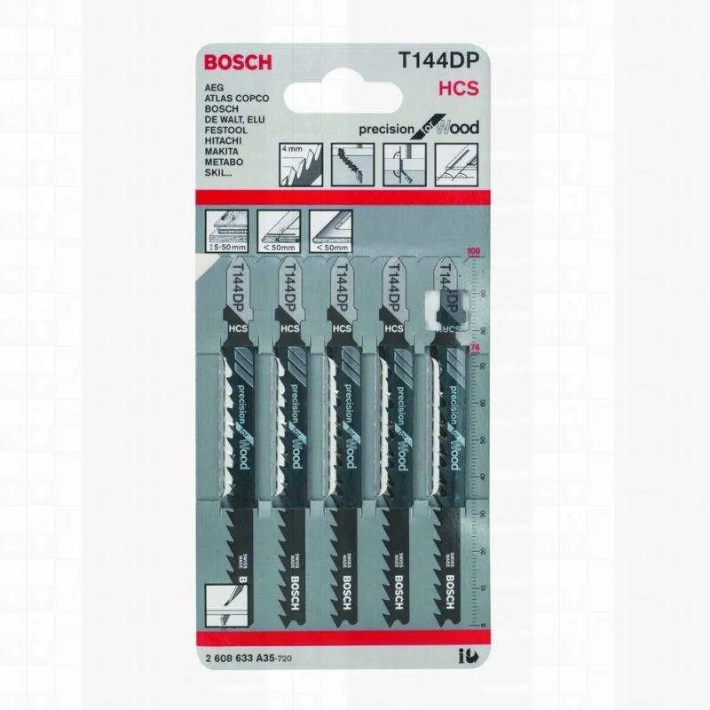 BOSCH 2608633A35 T144DP ใบเลื่อยจิ๊กซอว์ตัดไม้ (5 ใบ/แพค)