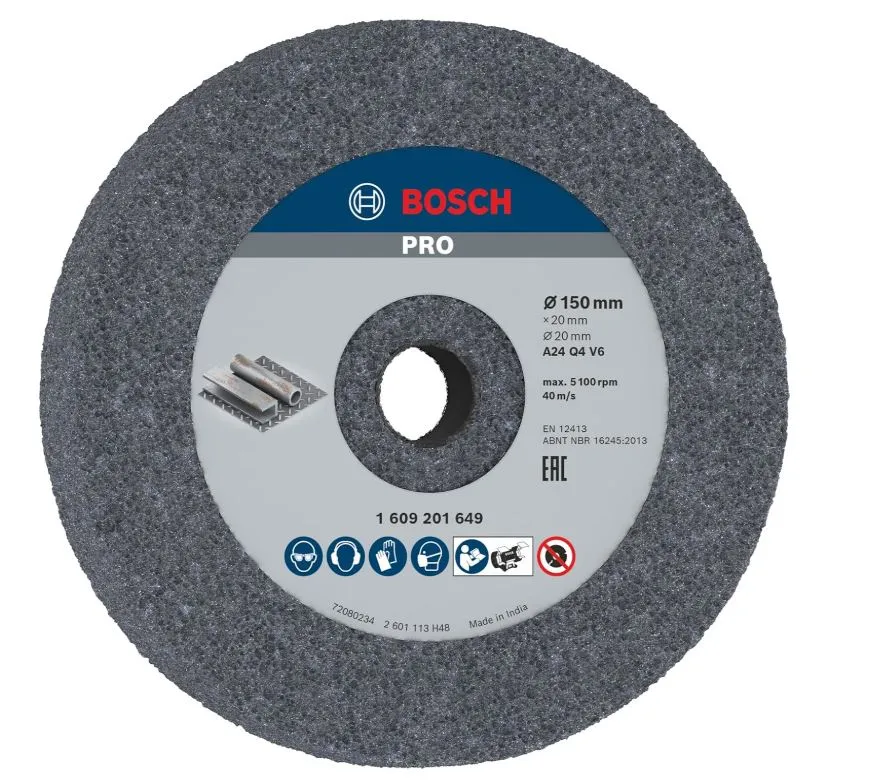 BOSCH หินเจียร 6 นิ้ว x หนา 20.0 มม. (PRO Metal | A 24 Q4 V6 | รูเพลา 20.0 มม.)