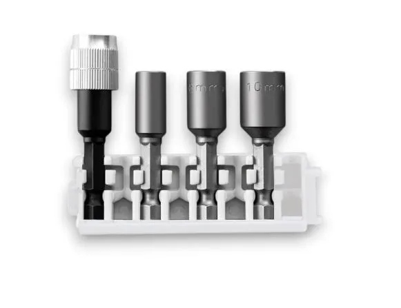BOSCH 2608522418 ชุดดอกไขควงหัวบล็อค เบอร์ 6, 8, 10 + หัวจับดอกไขควง แกน HEX 1/4 นิ้ว (Quick Change) 4 ตัว/ชุด