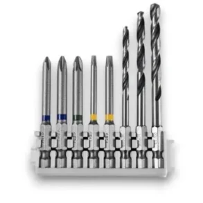 BOSCH 2608522419 ชุดผสมดอกไขควงยาว 65 มม. (PH1, PH2, PZ2, T15, T25) + ดอกสว่าน HSS Impact 4.0, 5.0, 6.0 มม. (8 ชิ้น/ชุด)