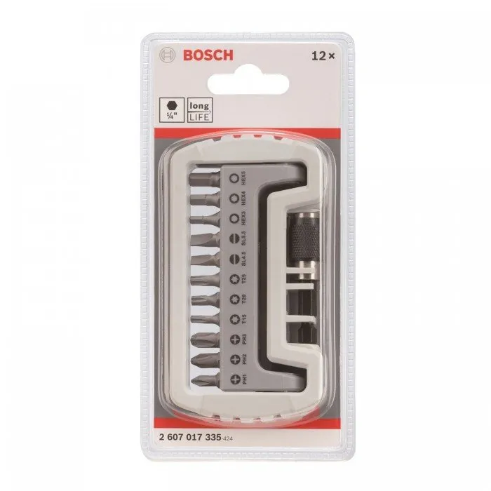 BOSCH 2607017335 ชุดดอกไขควงพร้อมก้านต่อ 11+1 ชิ้น