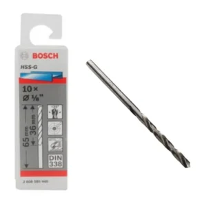 BOSCH 2608585440 ดอกสว่านเจาะเหล็ก (ก้านกลม) HSS-G ขนาด 1/8 นิ้ว 3.2 มม. (10 ดอก/แพค)