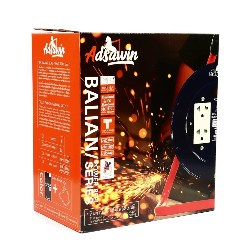 ADSAWIN BL310-15M ล้อเก็บสายไฟ VCT3X1.0SQMM(BK) - Image 6