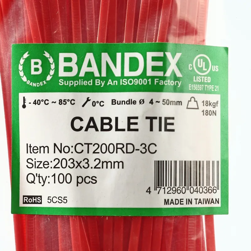 BANDEX CT200RD-3C เคเบิ้ลไทร์ 8" แดง (100 เส้น) - Image 4