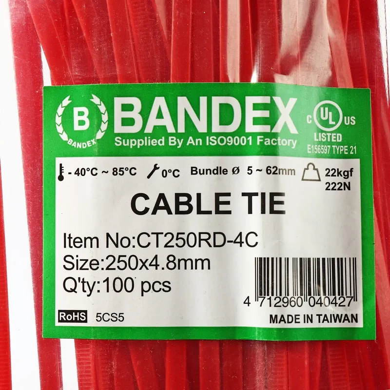 BANDEX CT250RD-4C เคเบิ้ลไทร์ 10" แดง (100 เส้น) - Image 4