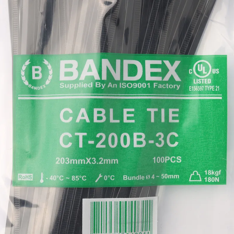 BANDEX CT-200B-3C เคเบิ้ลไทร์ 8" ดำ (100 เส้น) - Image 3