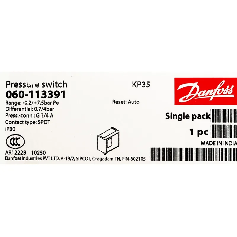 DANFOSS สวิทซ์ KP-35 -0.2-7 BAR (ตั้ง 0.7- 4 BAR) น้ำ - Image 5