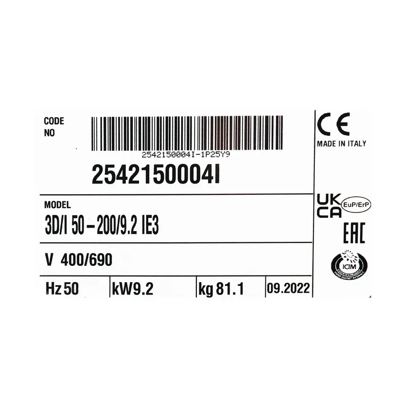 EBARA 3D 50-200/9.2 ปั๊มเหล็กหล่อ - 3 สาย - Image 5