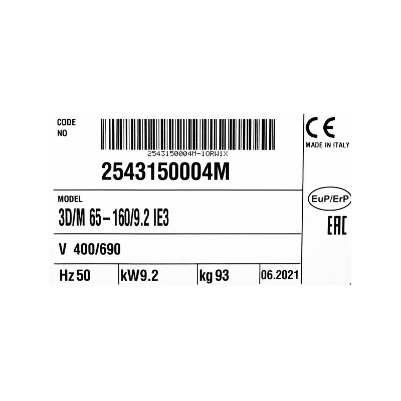 EBARA 3D 65-160/9.2 ปั๊มเหล็กหล่อ - 3 สาย - Image 5