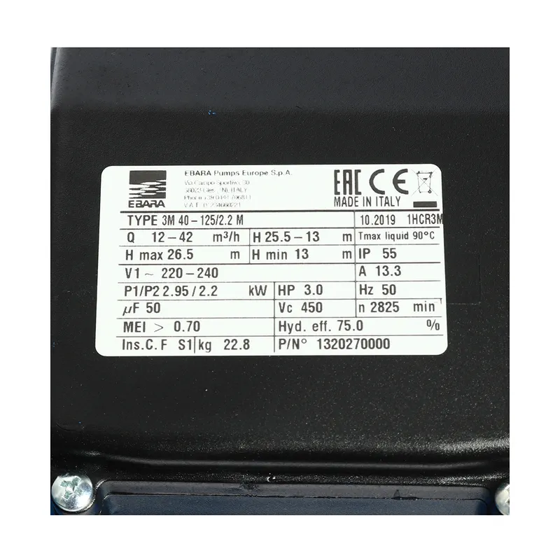 EBARA 3M 40-125/2.2M ปั๊มสแตนเลส - Image 4