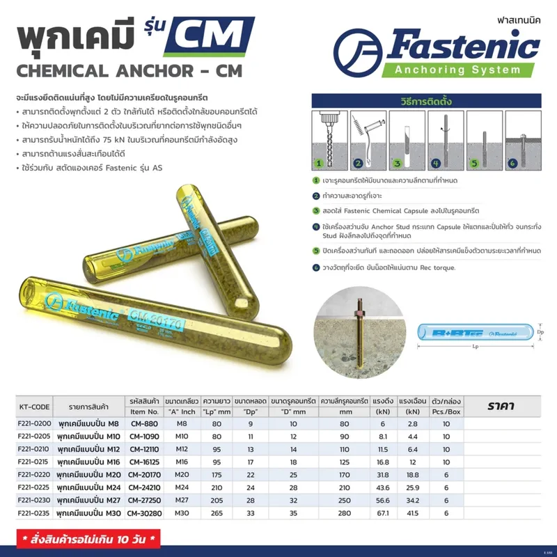 FASTENIC พุกเคมีแบบปั่น M16 รุ่น CM-16125 - Image 7