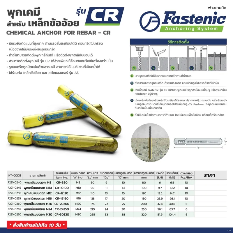 FASTENIC พุกเคมีแบบตอก M30 รุ่น CR-30320 - Image 7