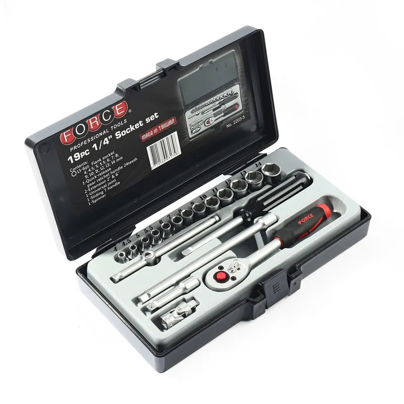 FORCE 2203-5 ชุดบ็อกซ์ 1/4 นิ้ว 6PT 19 ชิ้น ด้ามไข่