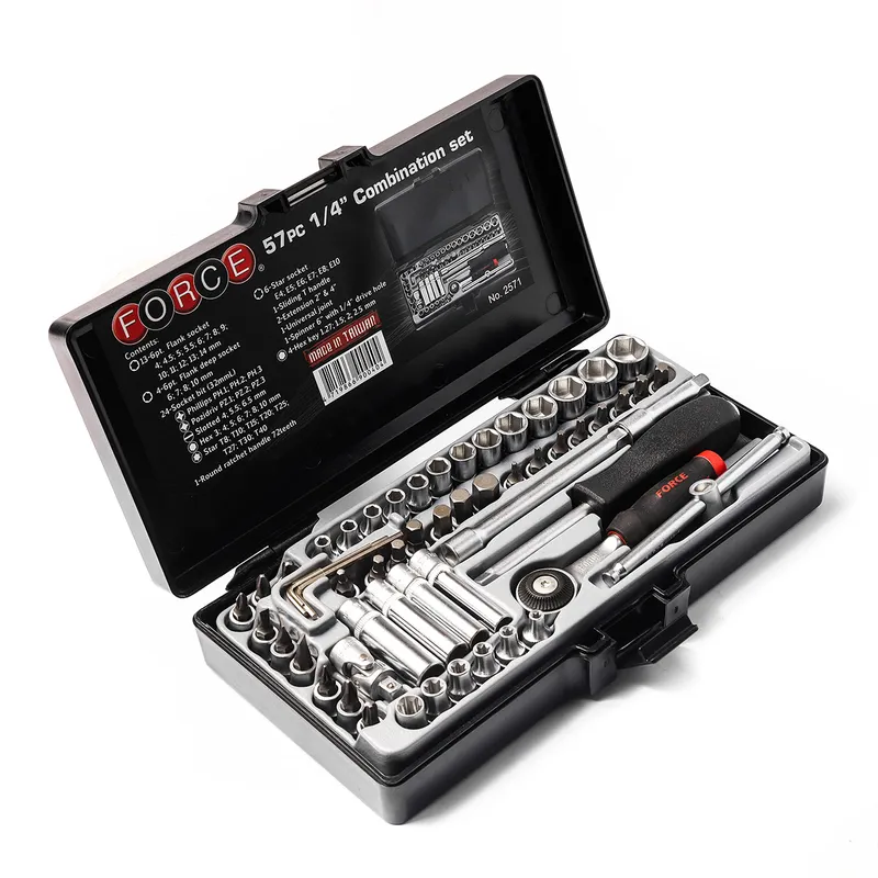 FORCE 2571 ชุดลูกบ็อก 1/4” 6PT+บ็อกเดือย 57 ชิ้น