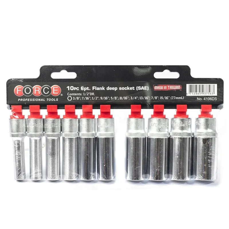 FORCE ชุดบ็อกยาว 1/2 นิ้ว 10 ชิ้น 1/8 นิ้ว-15/16 นิ้ว (นิ้ว)