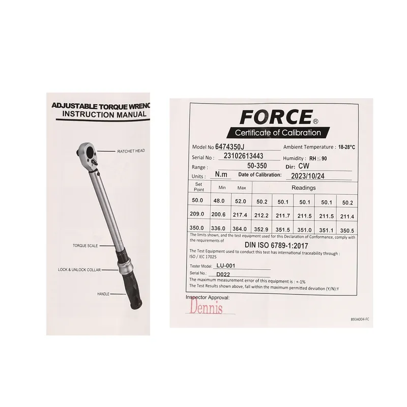 FORCE 6474350J 1/2 นิ้วประแจทอร์ค 50-350NM ด้ามดำ - Image 5