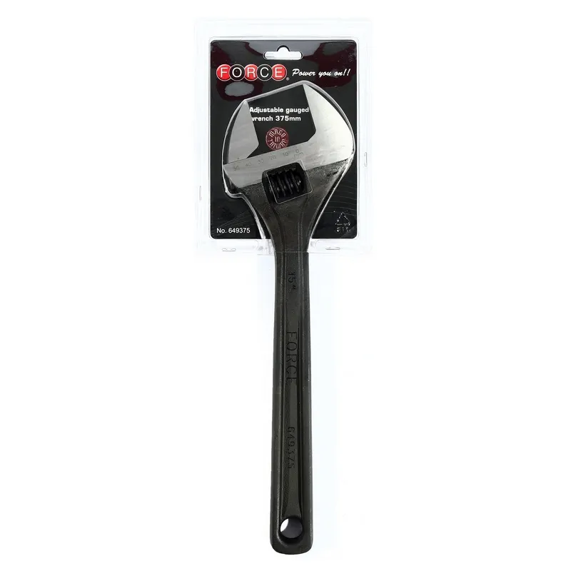FORCE 649375 ประแจเลื่อนชุบดำ 15 นิ้ว อ้าสุด 43 มม