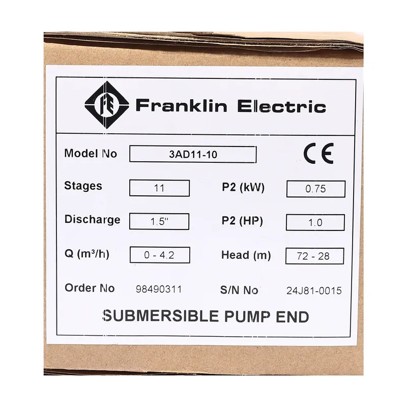 FRANKLIN 3AD11-10 ปั๊มบาดาล 4" 1HP 11 ใบ ท่อ 1.5" - Image 7