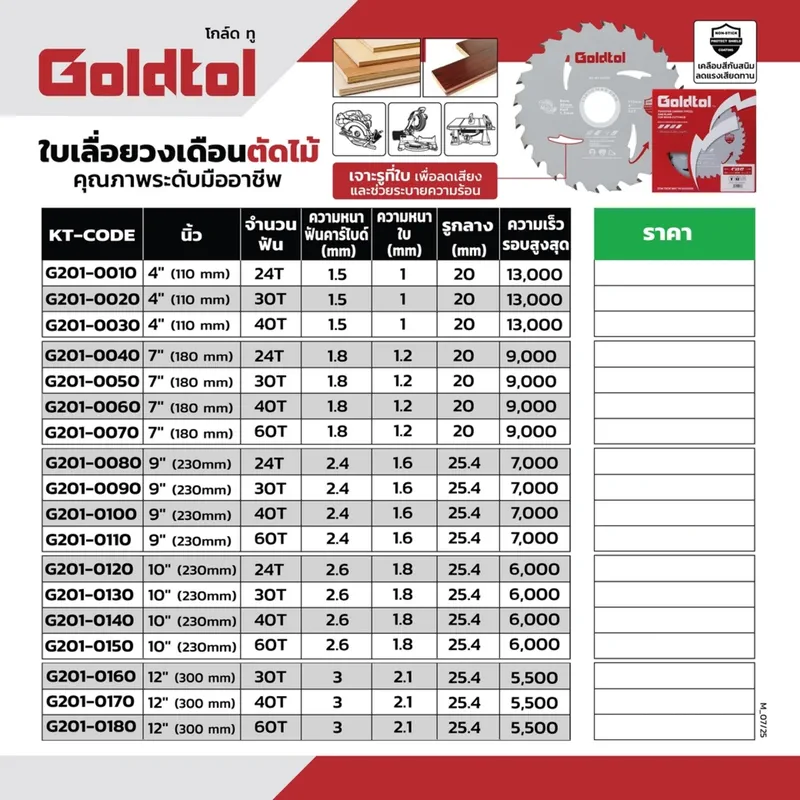 GOLD TOL ใบเลื่อยวงเดือนตัดไม้ 4"X24T - Image 5