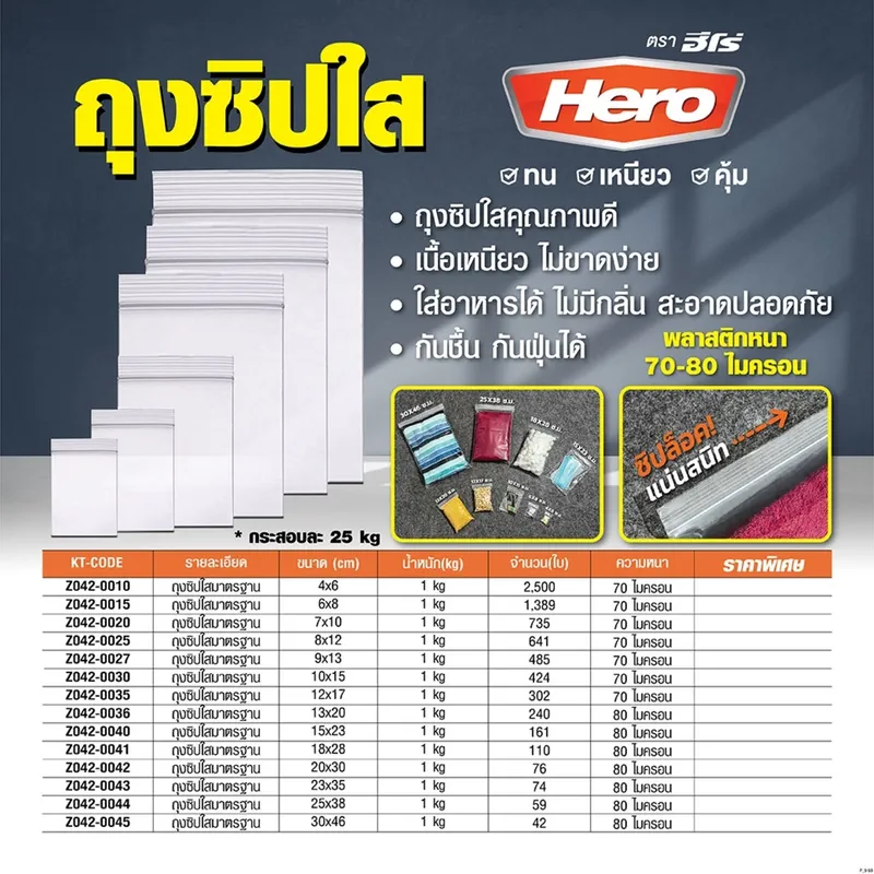 HERO ถุงซิปใสมาตรฐาน 6X8 ซม. (1 กก.) - Image 7