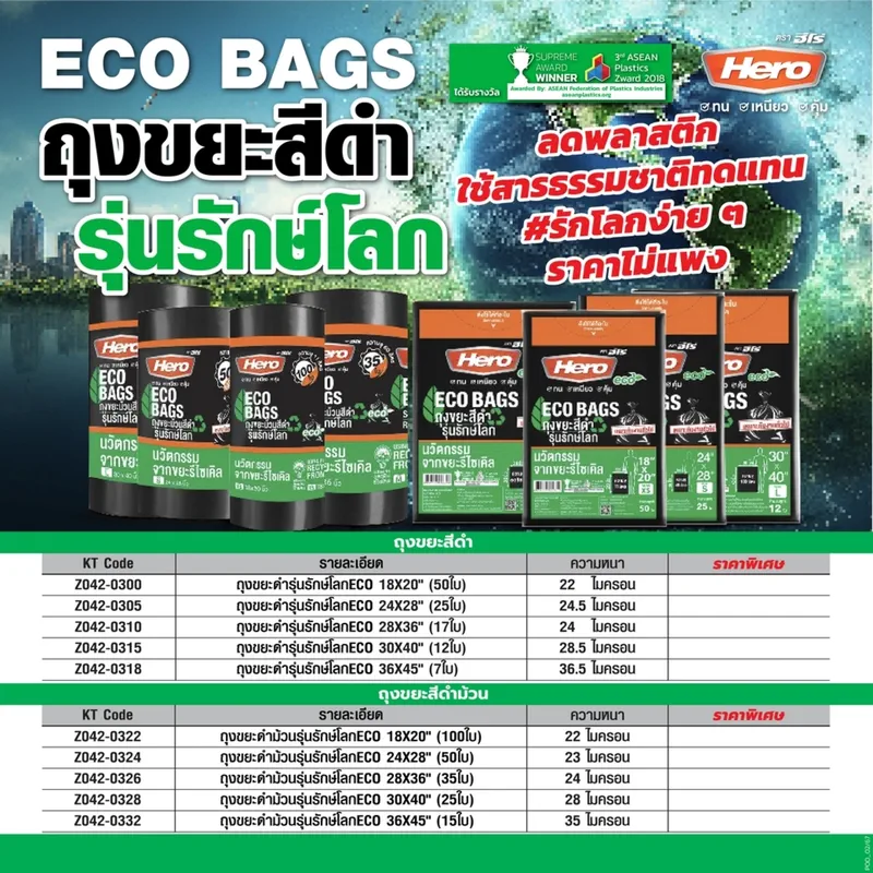 HERO ถุงขยะดำรุ่นรักษ์โลกECO 30X40" (12 ใบ) - Image 4