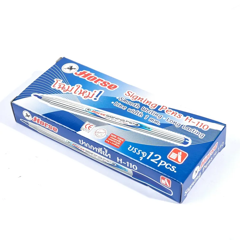 HORSE ปากกาเมจิก H-110 หัวแหลมตราม้า สีน้ำเงิน - Image 4