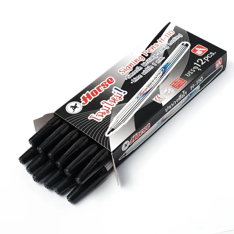 HORSE ปากกาเมจิก H-110 หัวแหลม ตราม้า - สีดำ - Image 4