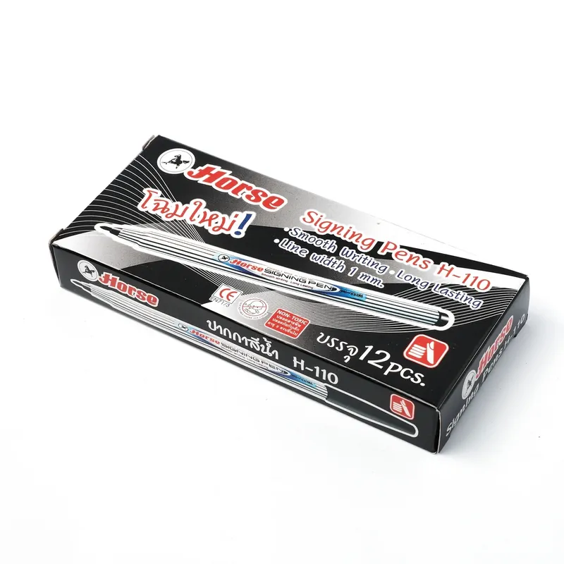 HORSE ปากกาเมจิก H-110 หัวแหลม ตราม้า - สีดำ - Image 5