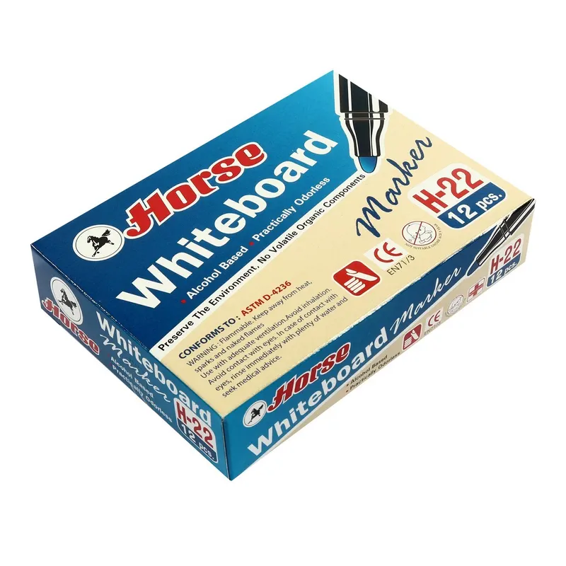 HORSE ปากกาไวท์บอร์ด หัวกลม H-22 สีน้ำเงิน