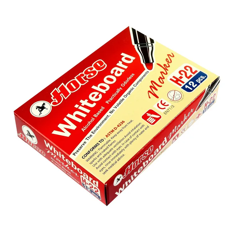 HORSE ปากกาไวท์บอร์ด หัวกลม H-22 สีแดง - Image 3