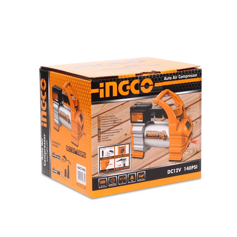 INGCO ปั๊มลมมินิ 12V 10A เสียบช่องจุดบุหรี่รถยนต์ รุ่น AAC1408 - Image 6