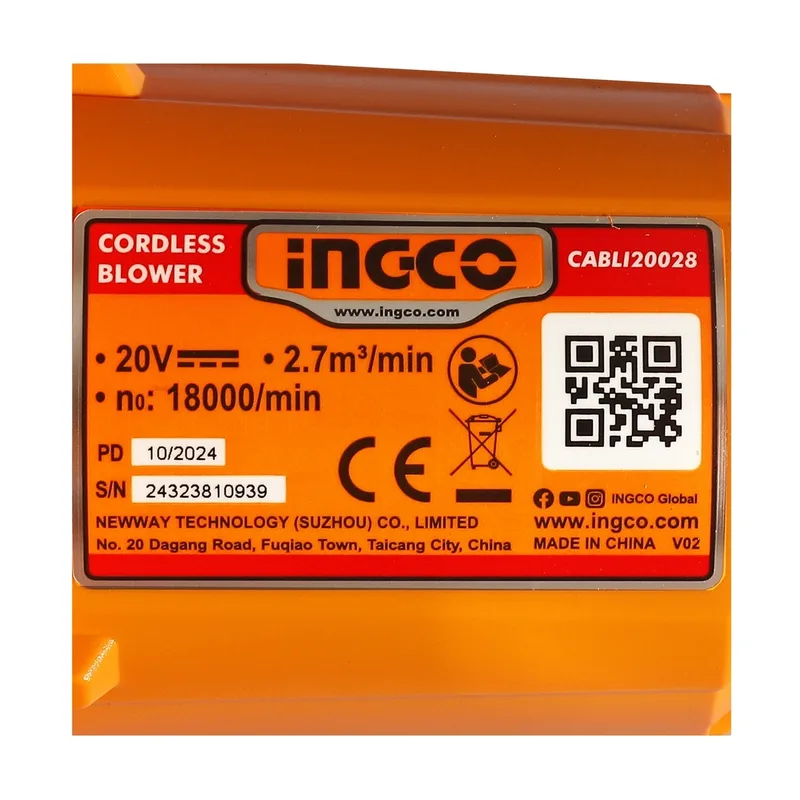 INGCO เครื่องเป่าลมไร้สาย 20V ปรับรอบได้ (Body Only) รุ่น CABLI20028 - Image 5