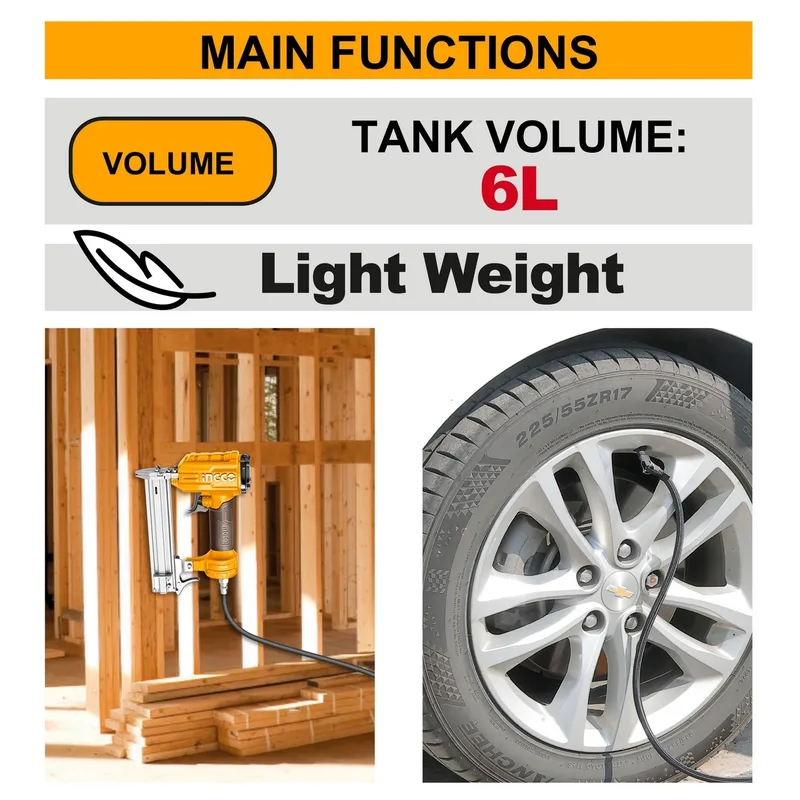 INGCO ปั๊มสูบลมไร้สาย 40V แรงดัน 135 PSI ถัง 6 L (Body Only) รุ่น CACLI2003 - Image 4