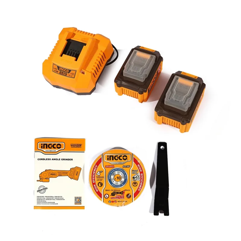 INGCO เครื่องเจียร์ไร้สาย Brushless 20V ขนาด 4" นิ้ว 1200 W พร้อมแบต 5.0Ah x2 ก้อน รุ่น CAGLI2210032 - Image 7