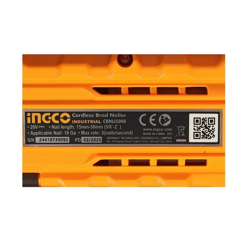 INGCO เครื่องยิงตะปูไร้สาย 20V ช่วง F15-F50 พร้อมแบต 2.0Ah x1 ก้อน รุ่น CBNLI5008 - Image 5