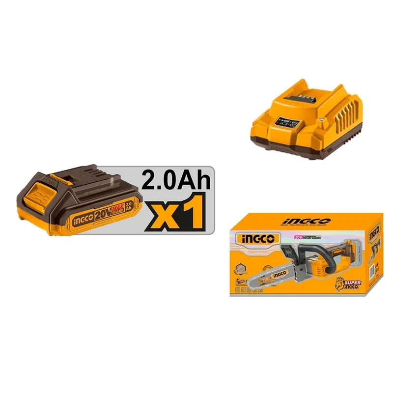 INGCO เลื่อยโซ่ไร้สาย Brushless 20V ขนาด 8" นิ้ว พร้อมแบต 2.0Ah x1 ก้อน รุ่น CGSLI20851 - Image 4