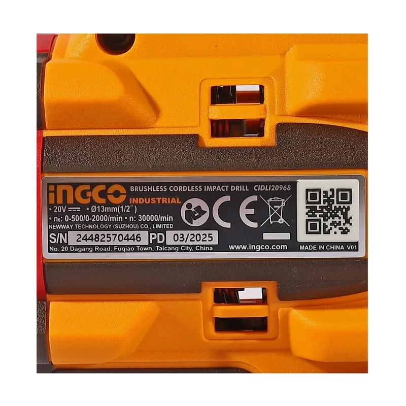 INGCO สว่านกระแทกไร้สาย Brushless 20V แรงขัน 96 N.m พร้อมแบต 4.0Ah x2 ก้อน รุ่น CIDLI20968 - Image 7