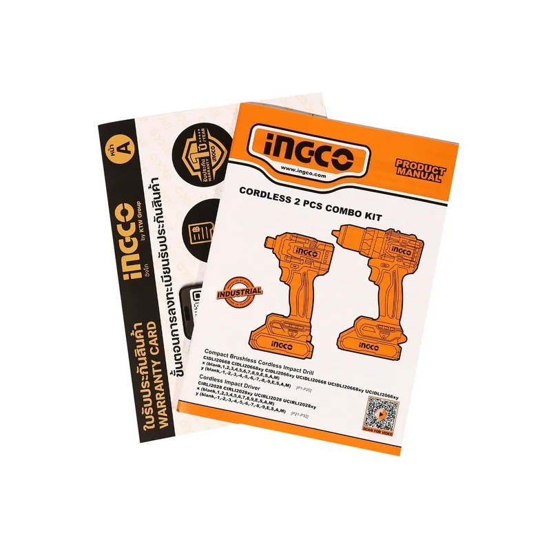 INGCO ชุดคอมโบเครื่องมือไร้สาย สว่านกระแทก+ไขควงกระแทก 20V-BL รุ่น CKLI20277 - Image 4