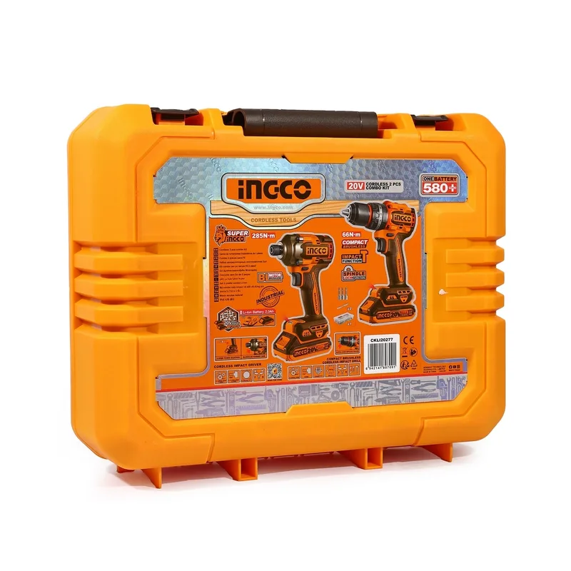 INGCO ชุดคอมโบเครื่องมือไร้สาย สว่านกระแทก+ไขควงกระแทก 20V-BL รุ่น CKLI20277 - Image 5