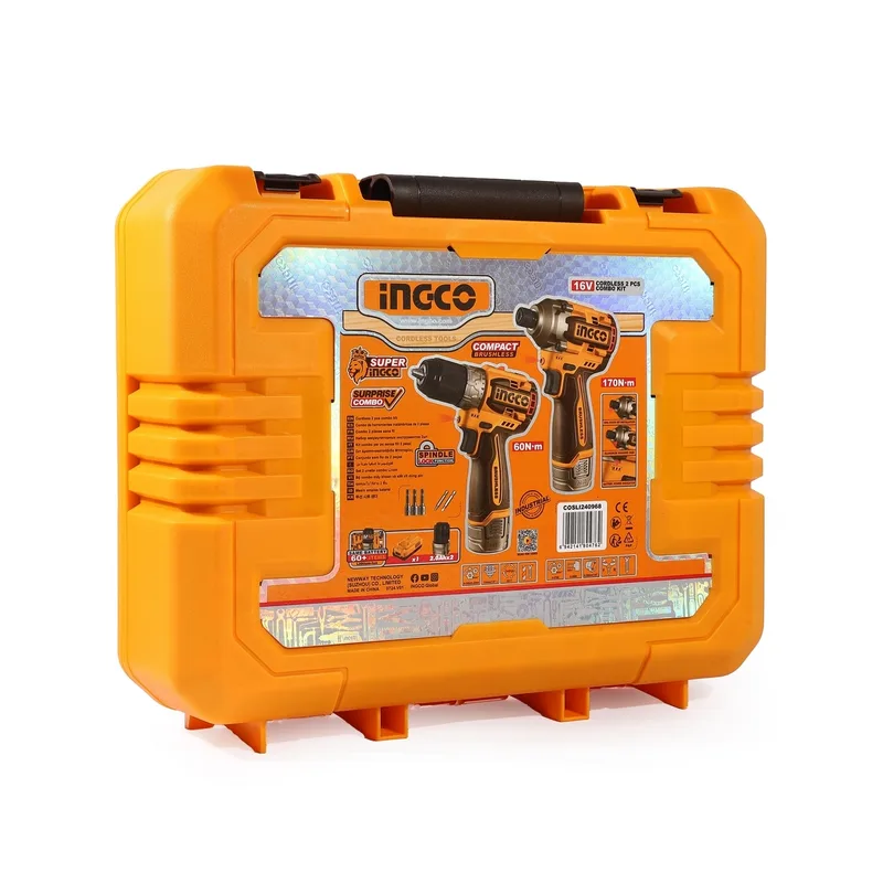 INGCO ชุดคอมโบเครื่องมือไร้สาย สว่าน+ไขควงกระแทก 16V-BL รุ่น COSLI240968 - Image 8