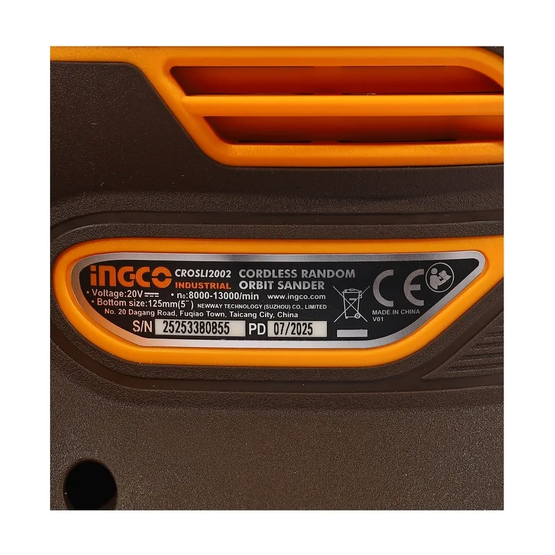 INGCO เครื่องขัดกระดาษทรายกลมไร้สาย 20V (Body Only) รุ่น CROSLI2002 - Image 6