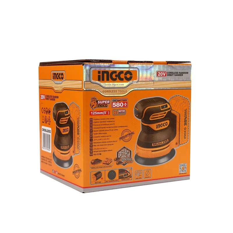 INGCO เครื่องขัดกระดาษทรายกลมไร้สาย 20V (Body Only) รุ่น CROSLI2002 - Image 8